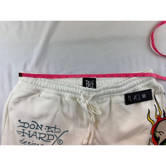 NWT ED HARDY IVORY FLAME SKULL WIDE LEG SWEATPANTS WOMENS SIZE XL - Picture 12 of 15